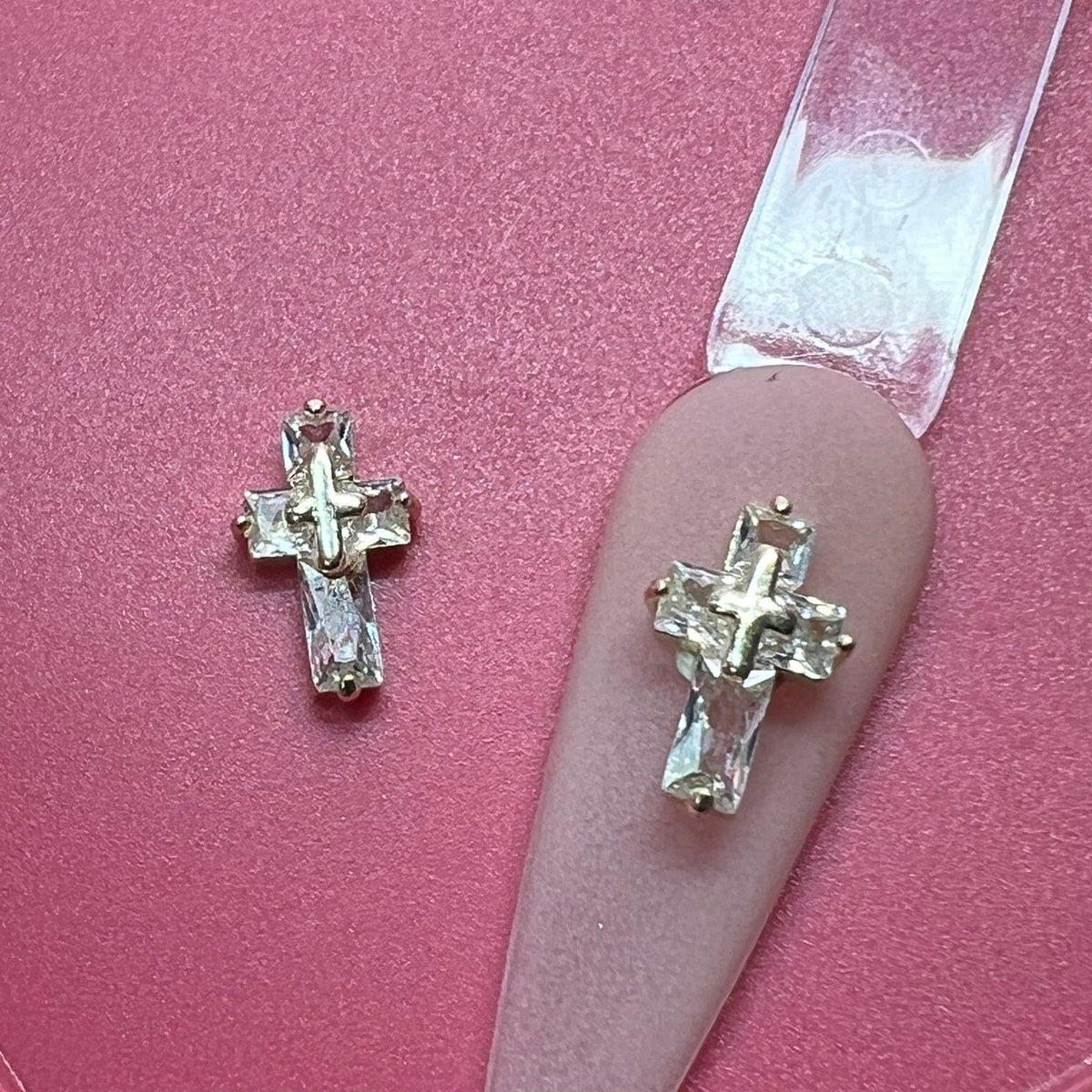 2 pcs 3D Crucify Charm for Nails Art Design (Rhinestones engraved)