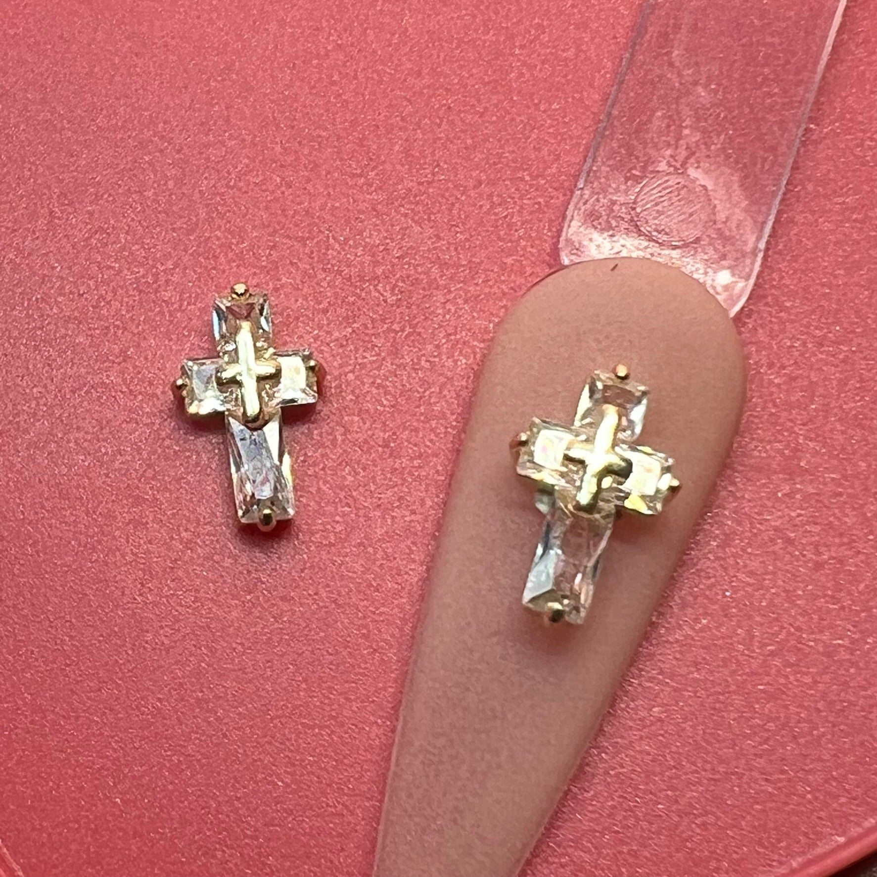 2 pcs 3D Crucify Charm for Nails Art Design (Rhinestones engraved)