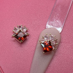 2 pcs Luxury 3D Charm for Nails Art Design (Pink and Red Rhinestone Engraved)