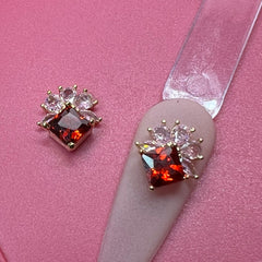 2 pcs Luxury 3D Charm for Nails Art Design (Pink and Red Rhinestone Engraved)