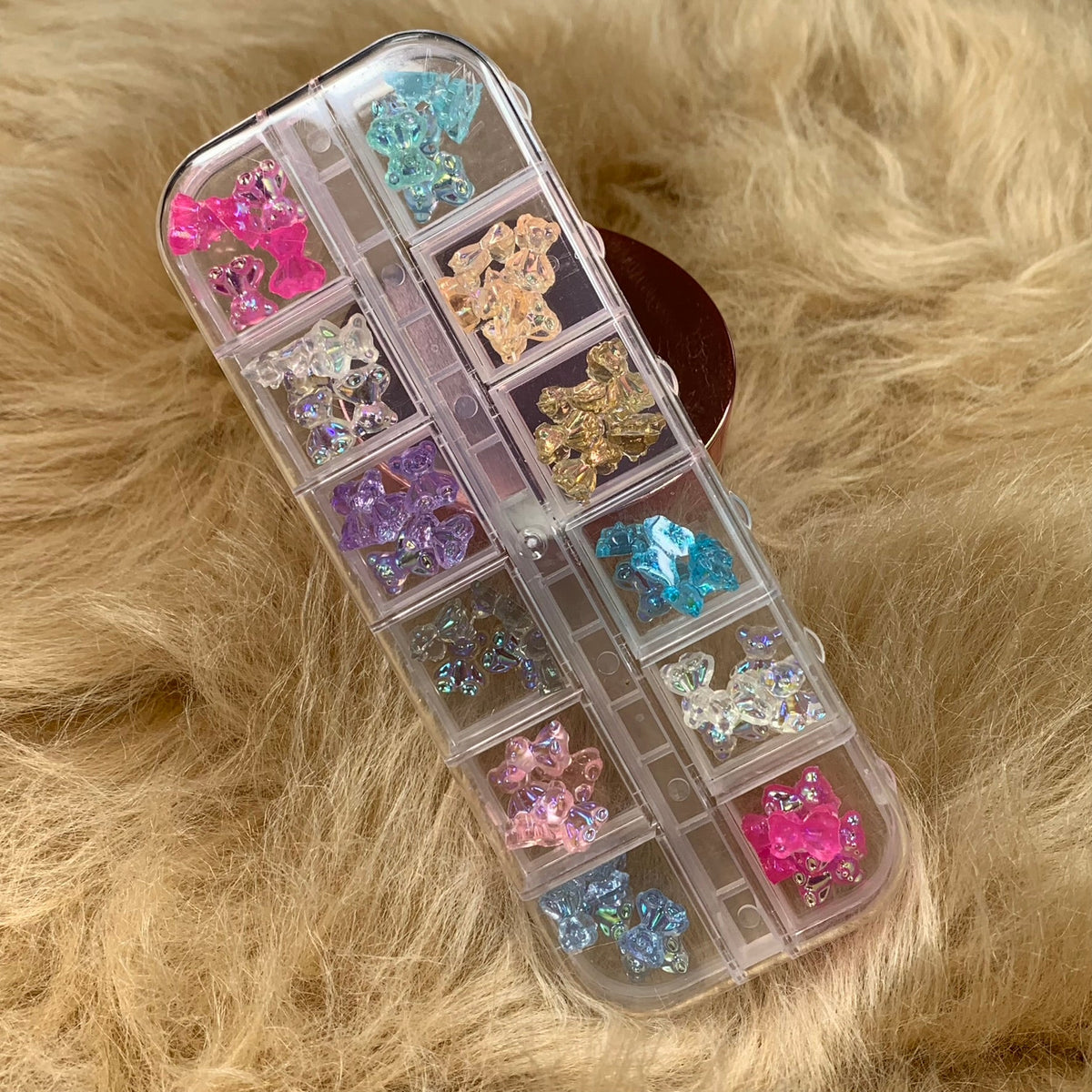 36pcs Colorful Iridescent Resin Gummy Teddy Bear charms for nails art design