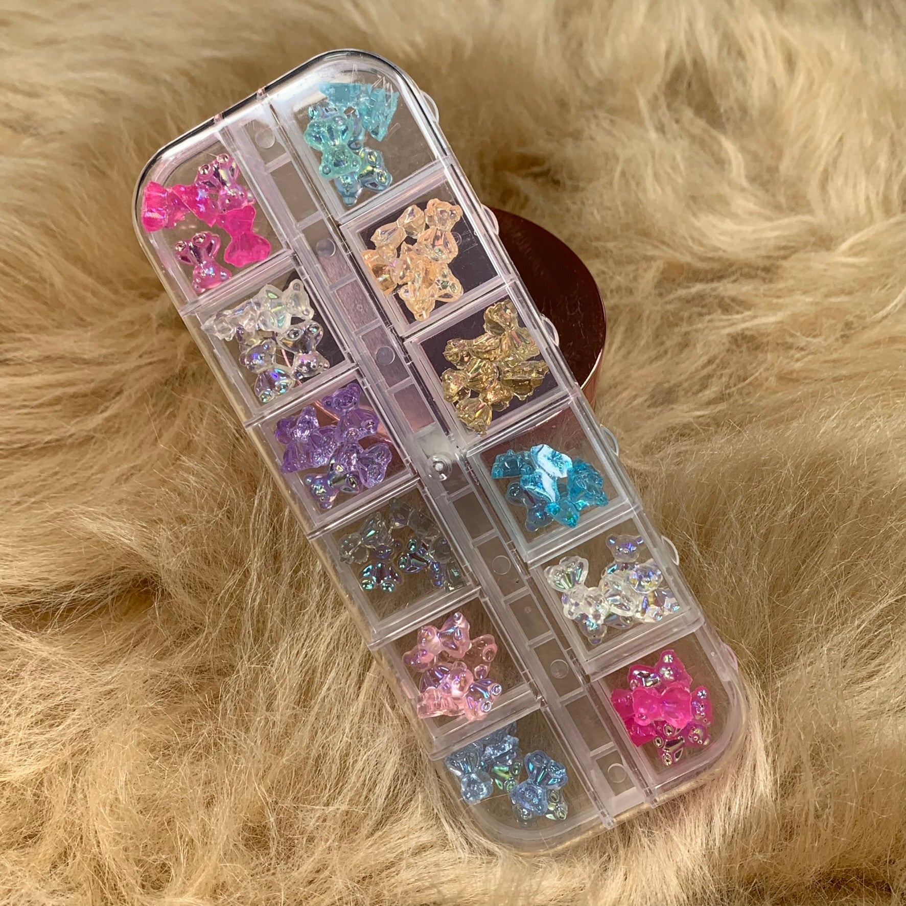 36pcs Colorful Iridescent Resin Gummy Teddy Bear charms for nails art design