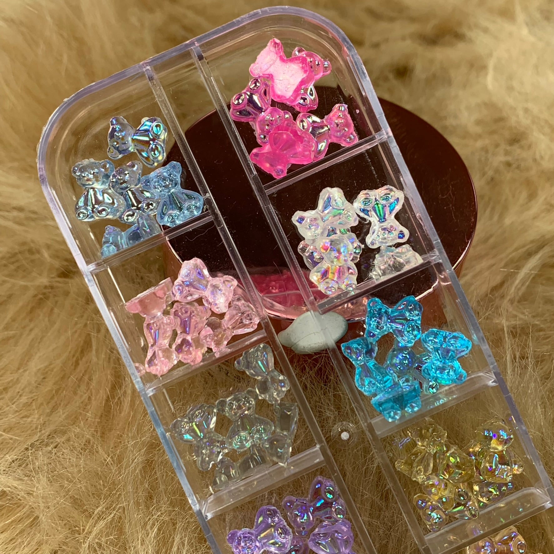 36pcs Colorful Iridescent Resin Gummy Teddy Bear charms for nails art design