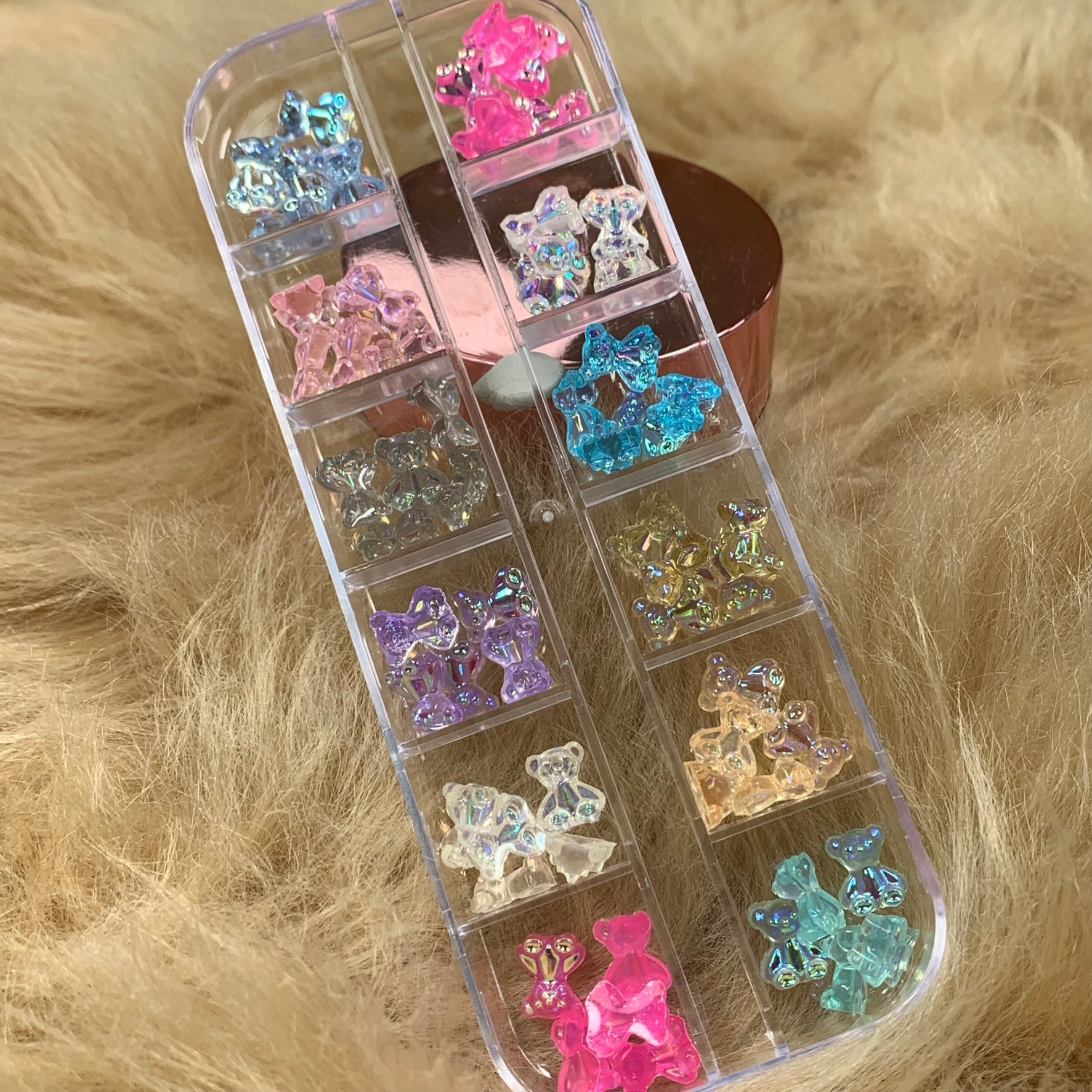 36pcs Colorful Iridescent Resin Gummy Teddy Bear charms for nails art design