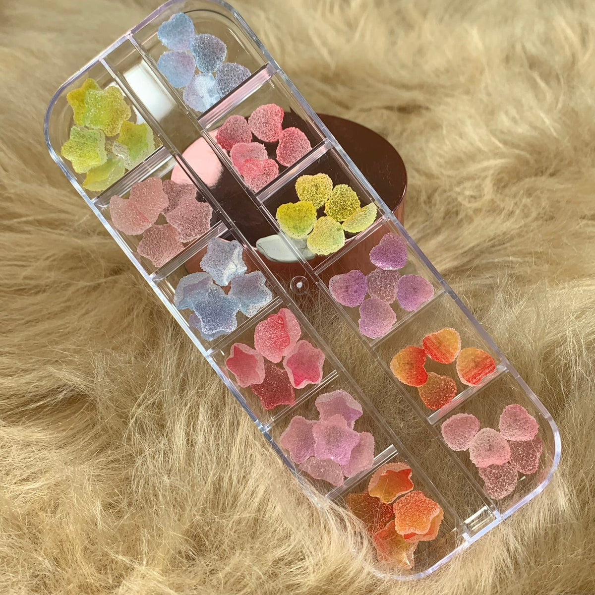 48pcs Star and Heart shape Gummy sugar Charms for Nails art design