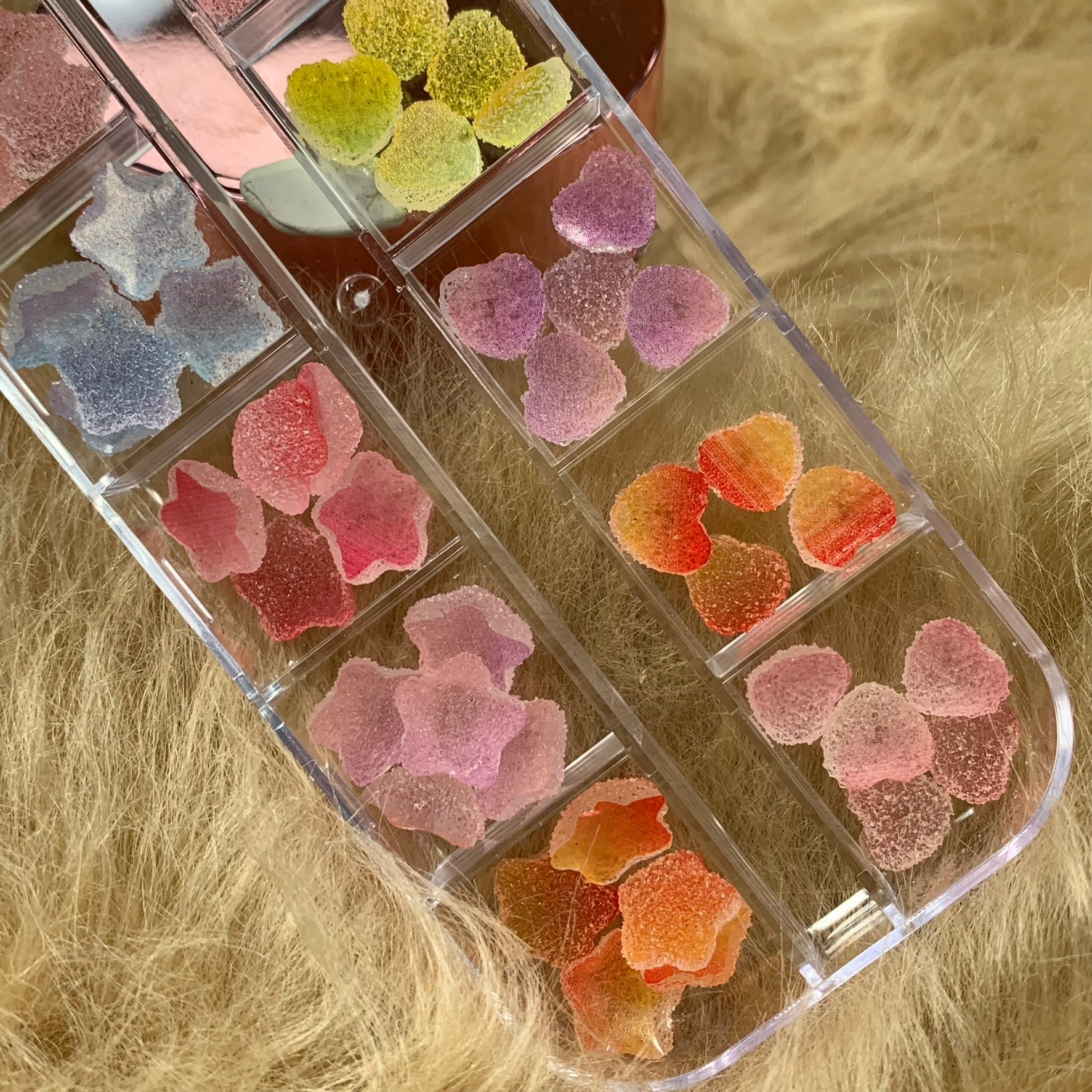 48pcs Star and Heart shape Gummy sugar Charms for Nails art design