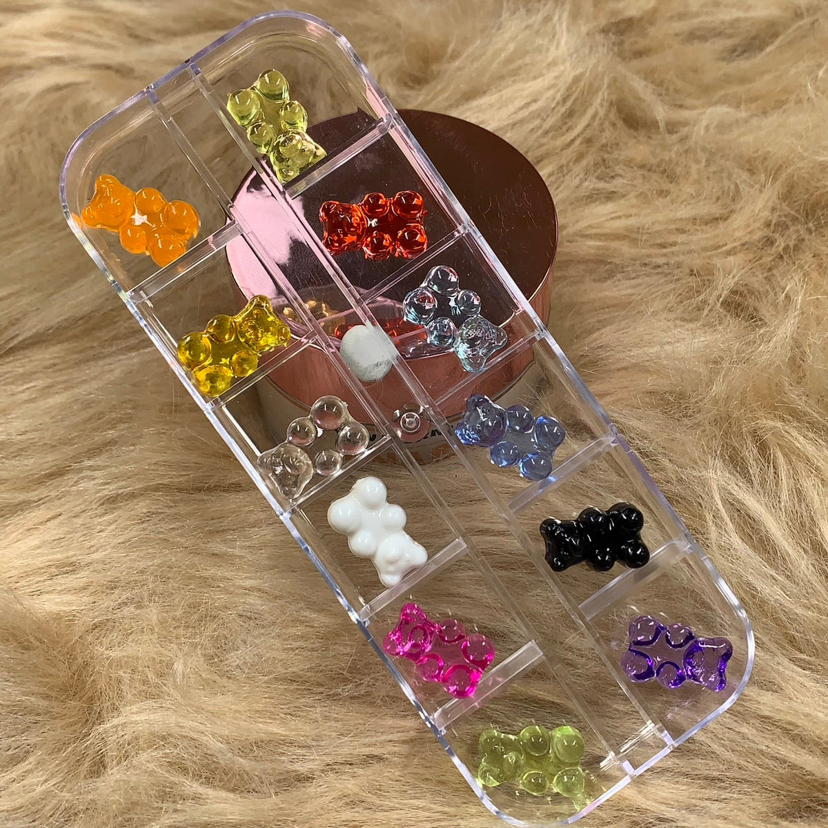 12 pcs Colorful Transparent Resin Gummy Teddy Bear charms for nails art design