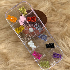 12 pcs Colorful Transparent Resin Gummy Teddy Bear charms for nails art design