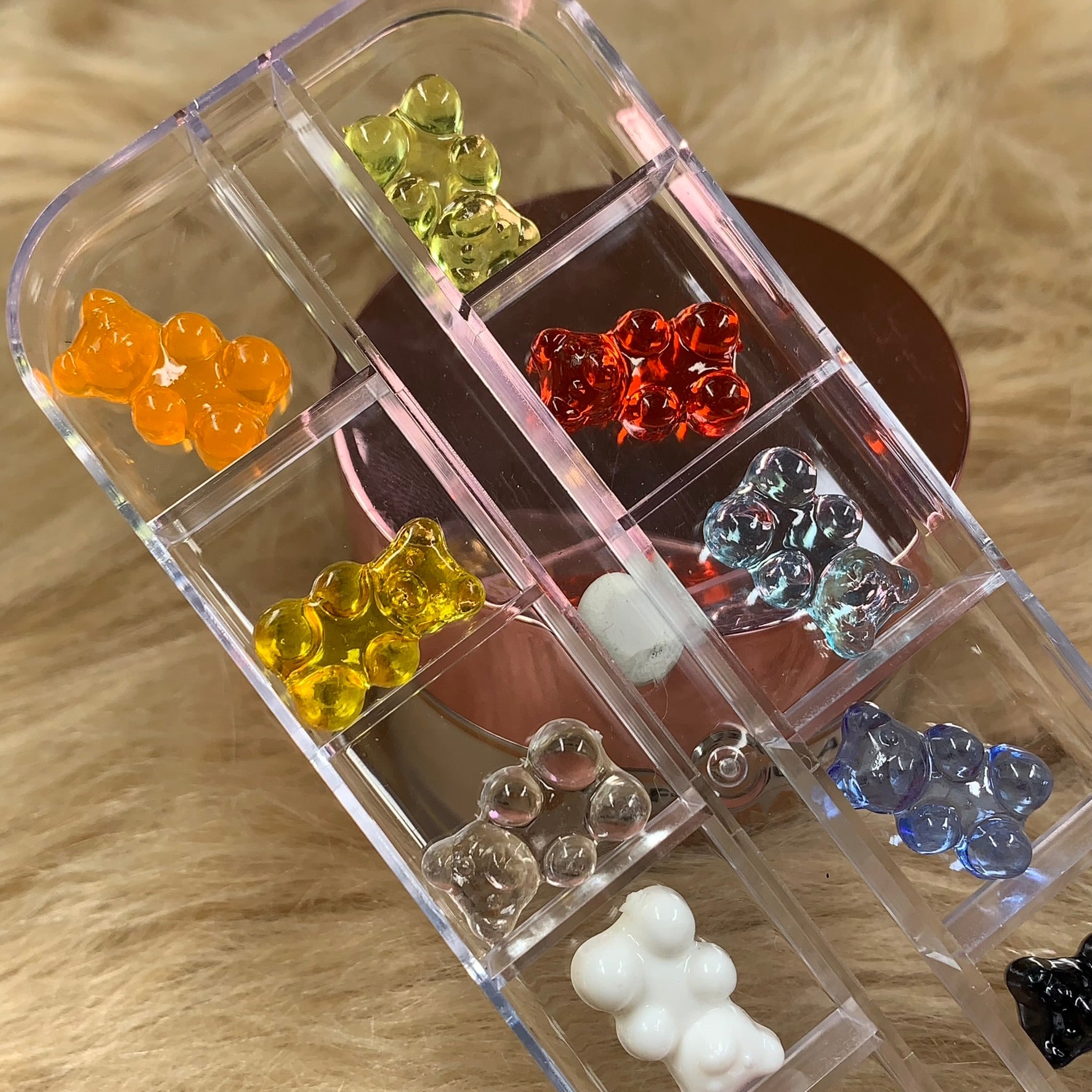 12 pcs Colorful Transparent Resin Gummy Teddy Bear charms for nails art design