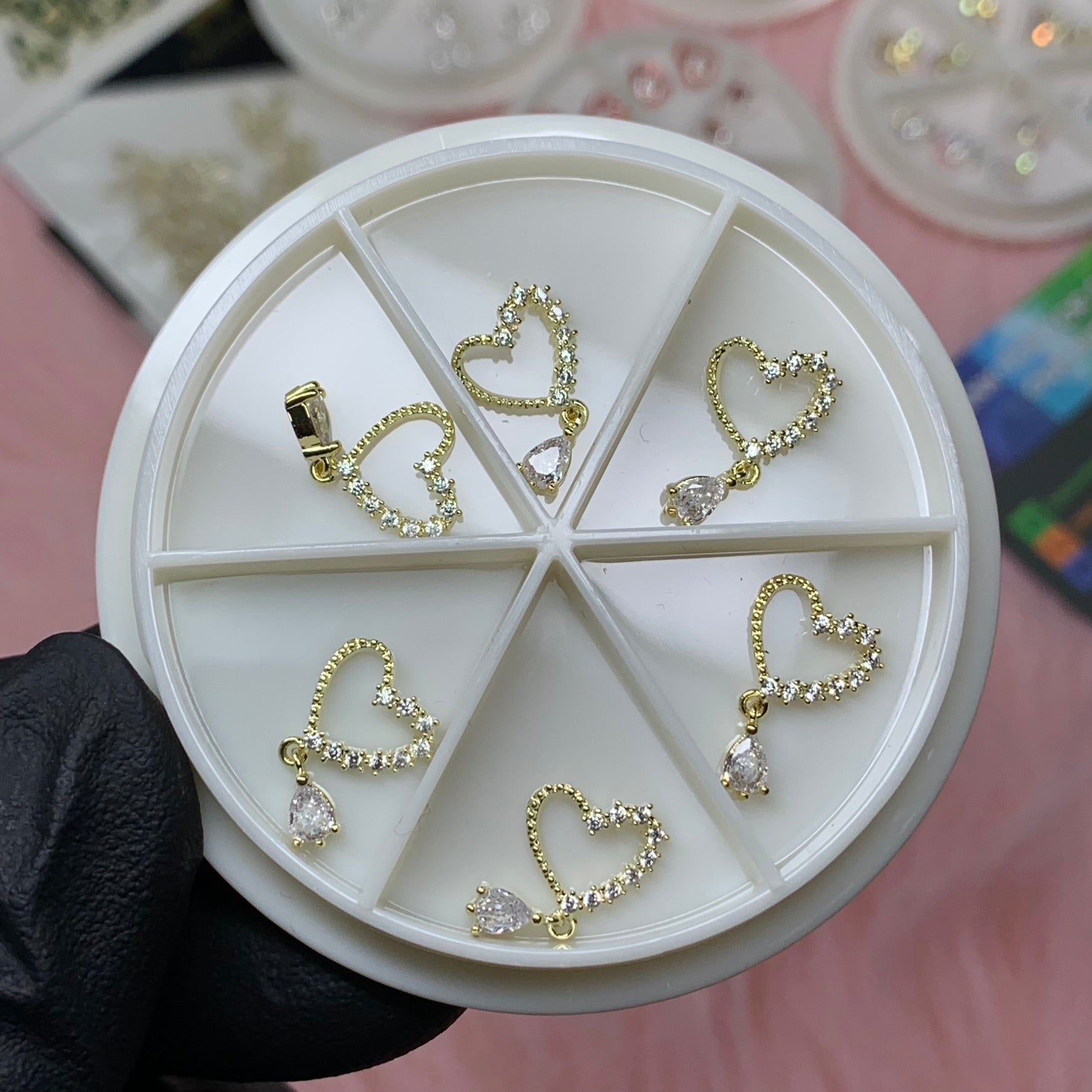 3D Heart shape luxury Charms for Valentines nails art design