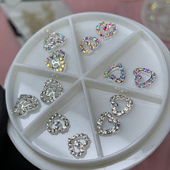 3D Silver Heart shape and Lips Charms for Valentines nails art design