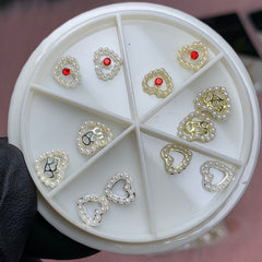 3D Pearl-edge Heart shape Charms for Valentines nails art design