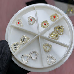 3D Pearl-edge Heart shape Charms for Valentines nails art design