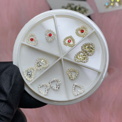 3D Pearl-edge Heart shape Charms for Valentines nails art design