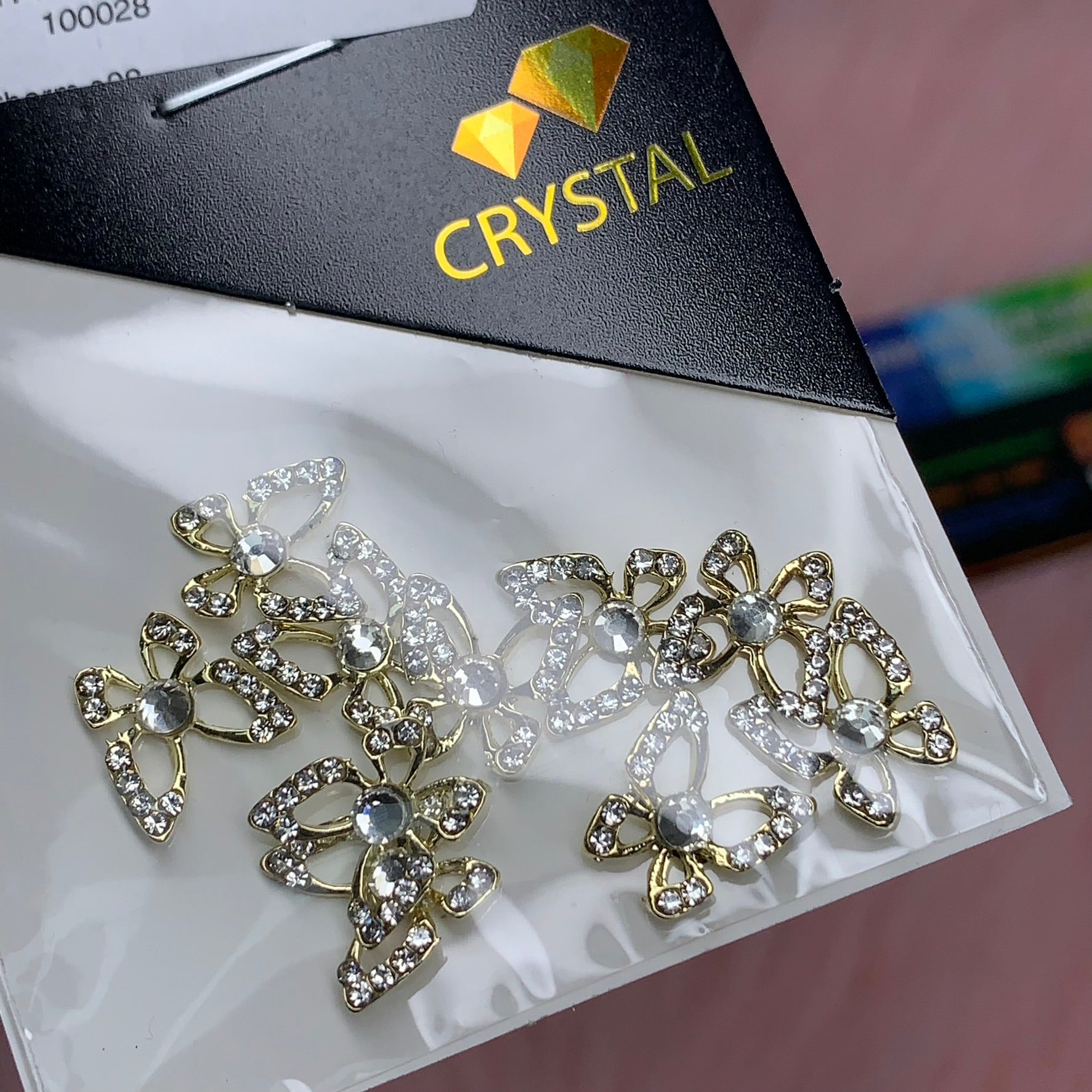 Crystal-Edge 3d Luxury Butterfly charms for nails art design (Silver Crystal Diamond)