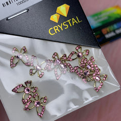 (Rose/Pink Rhinestones engraved) 3d Luxury Butterfly charms for nails art design