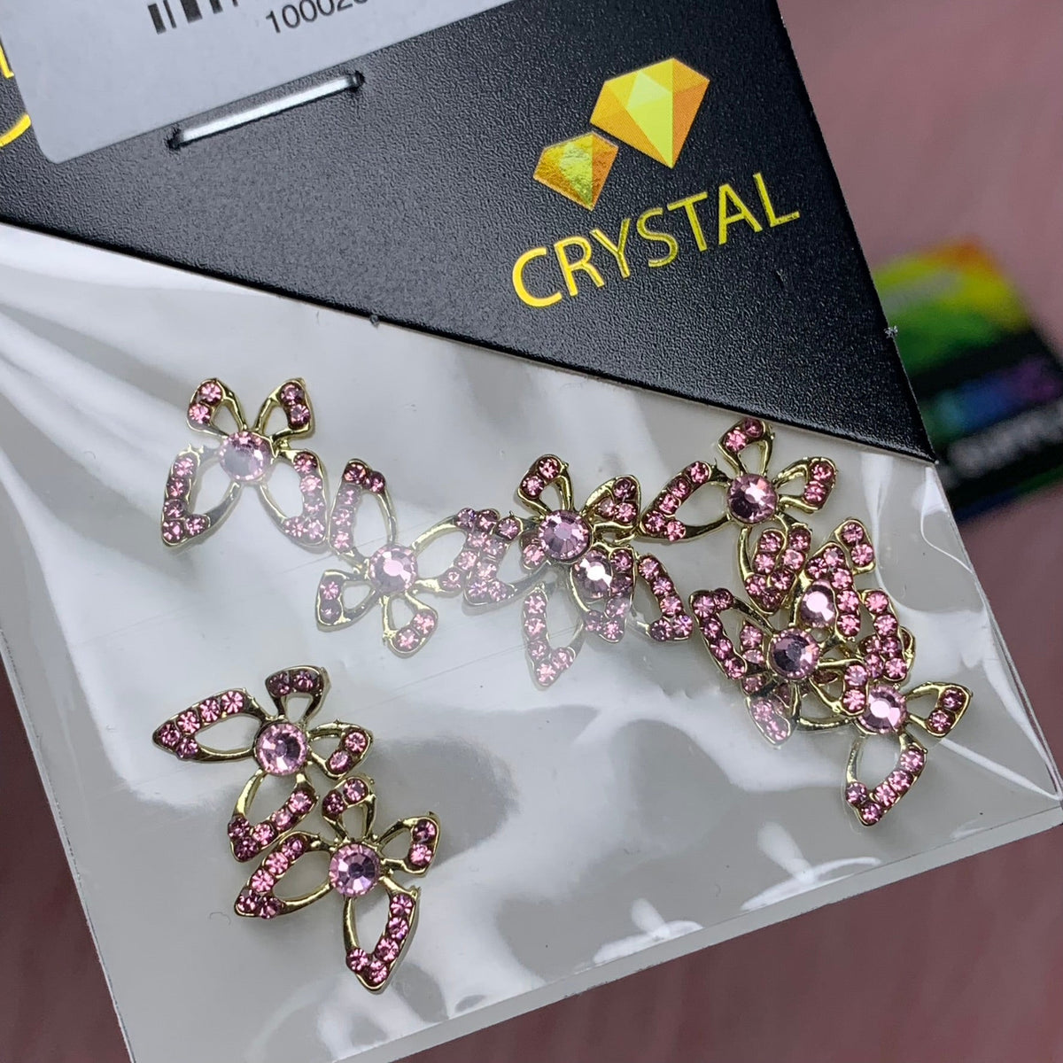 (Rose/Pink Rhinestones engraved) 3d Luxury Butterfly charms for nails art design