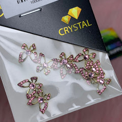 (Rose/Pink Rhinestones engraved) 3d Luxury Butterfly charms for nails art design
