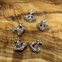 5 pcs Planet Charm for Nails art designer (Pink rhinestone engraved)
