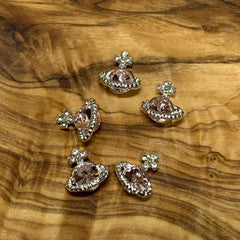5 pcs Planet Charm for Nails art designer (Pink rhinestone engraved)