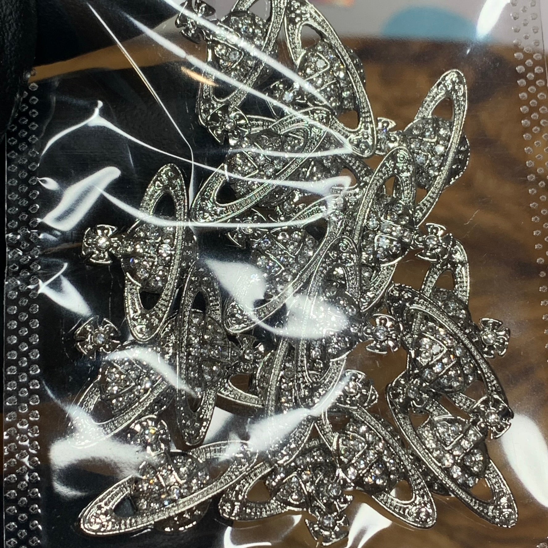 20 pcs Planet Charm for Nails art designer (Silver Crystal rhinestone engraved)