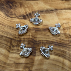 5 pcs Planet Charm for Nails art designer (Clear Crystal rhinestone engraved)