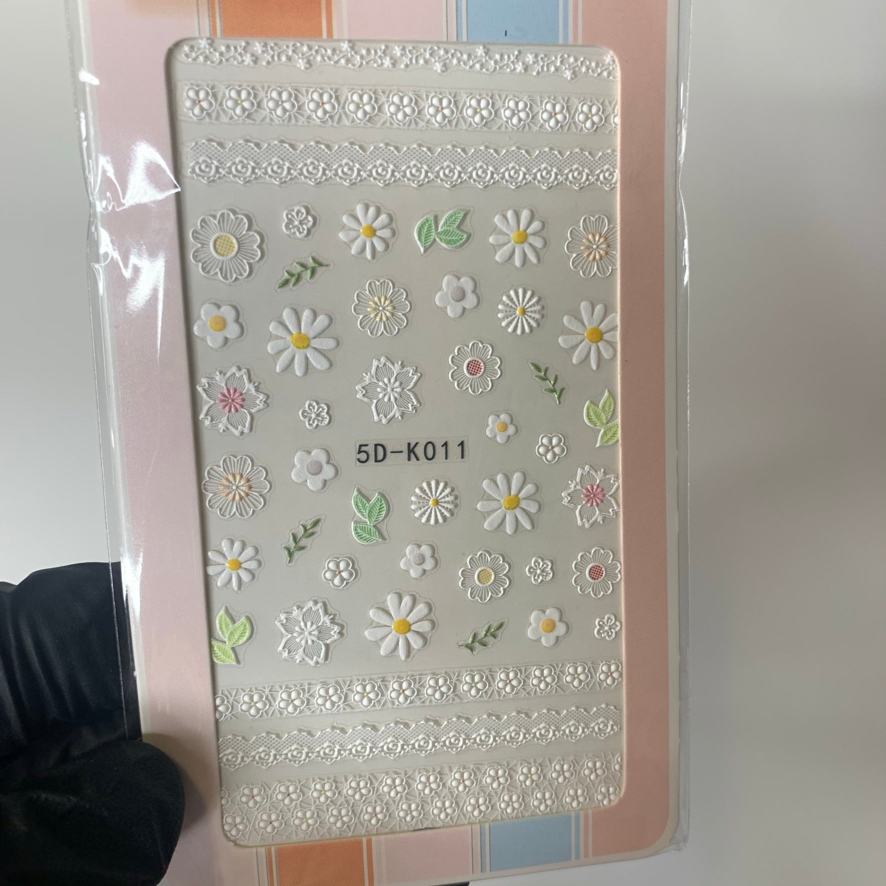 3D white flower and pattern stickers for spring season (Stickers for nails art design)