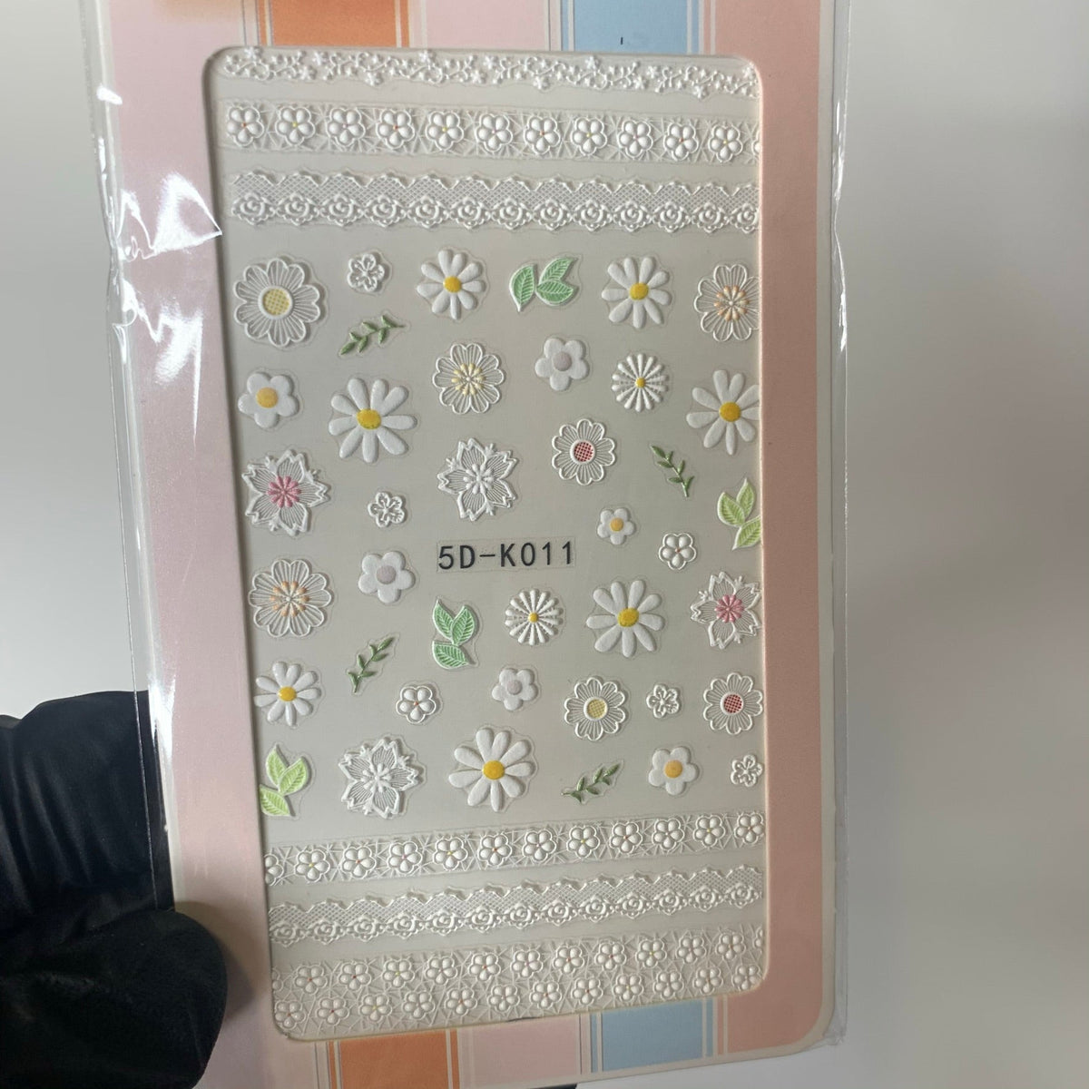 3D white flower and pattern stickers for spring season (Stickers for nails art design)