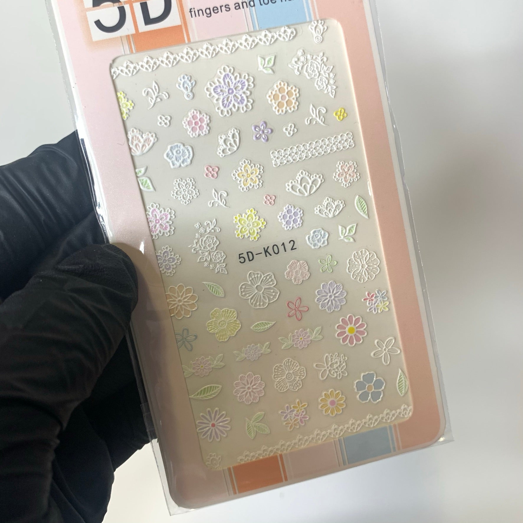3D white flower and pattern stickers for spring season (Stickers for nails art design)