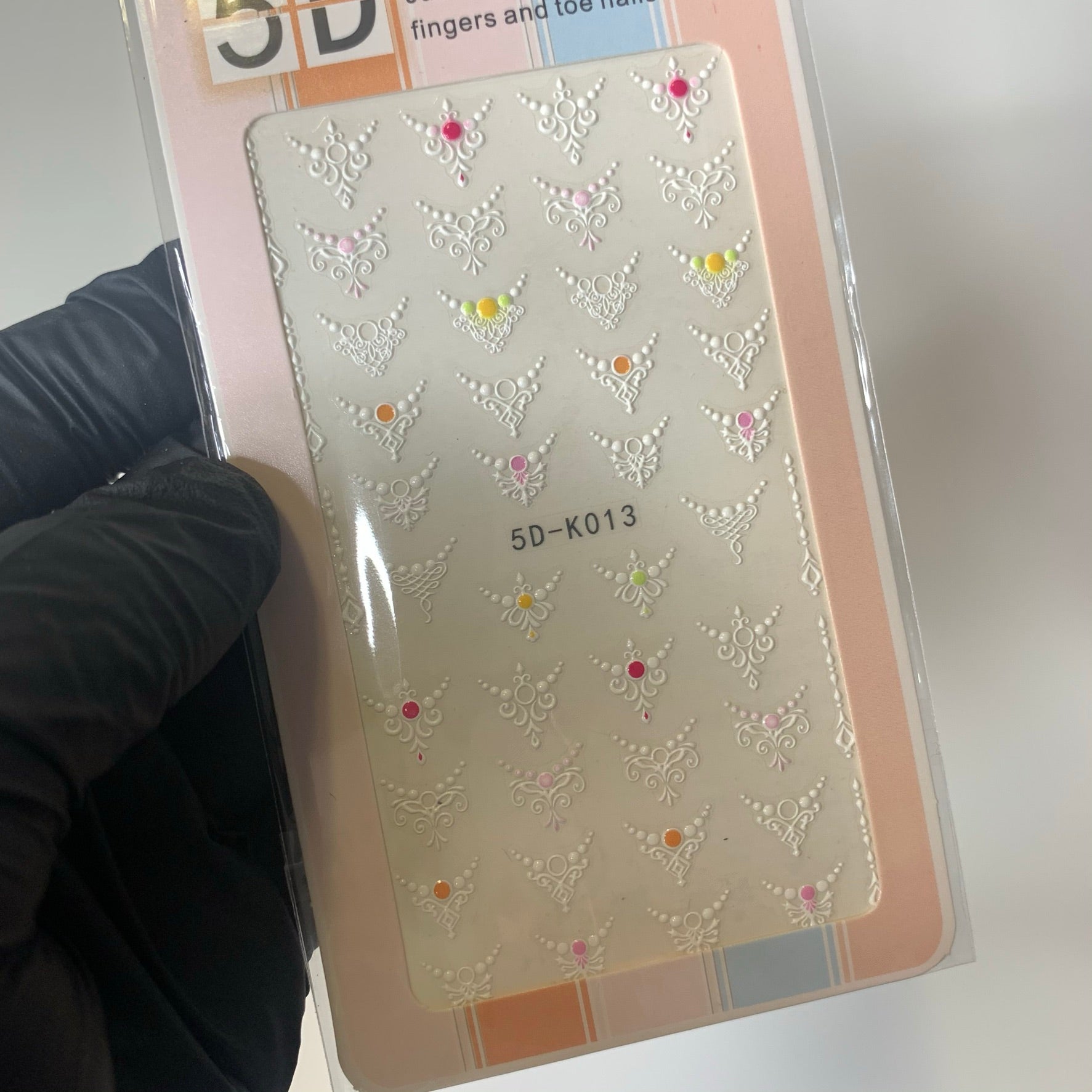 3D white flower and pattern stickers for spring season (Stickers for nails art design)