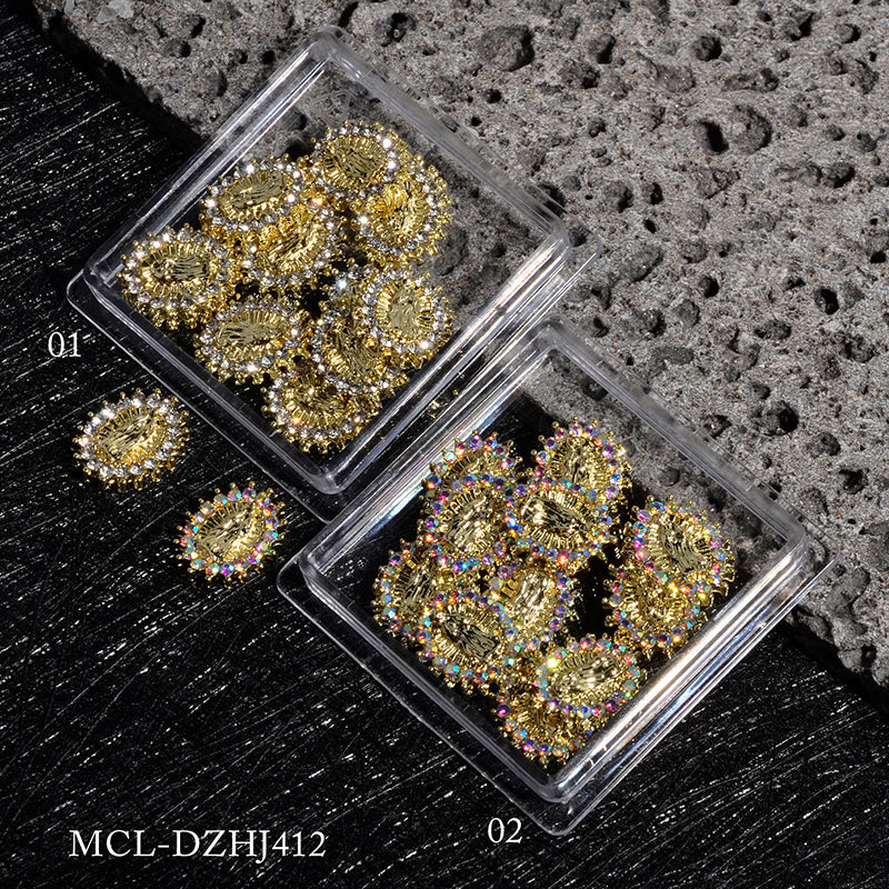 (Small version) 12 pcs bag Virgin Mary charms for Religious nails design