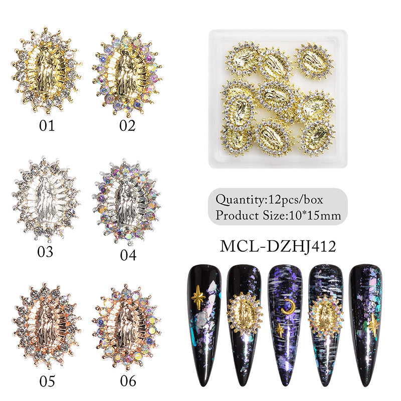 (Small version) 12 pcs bag Virgin Mary charms for Religious nails design