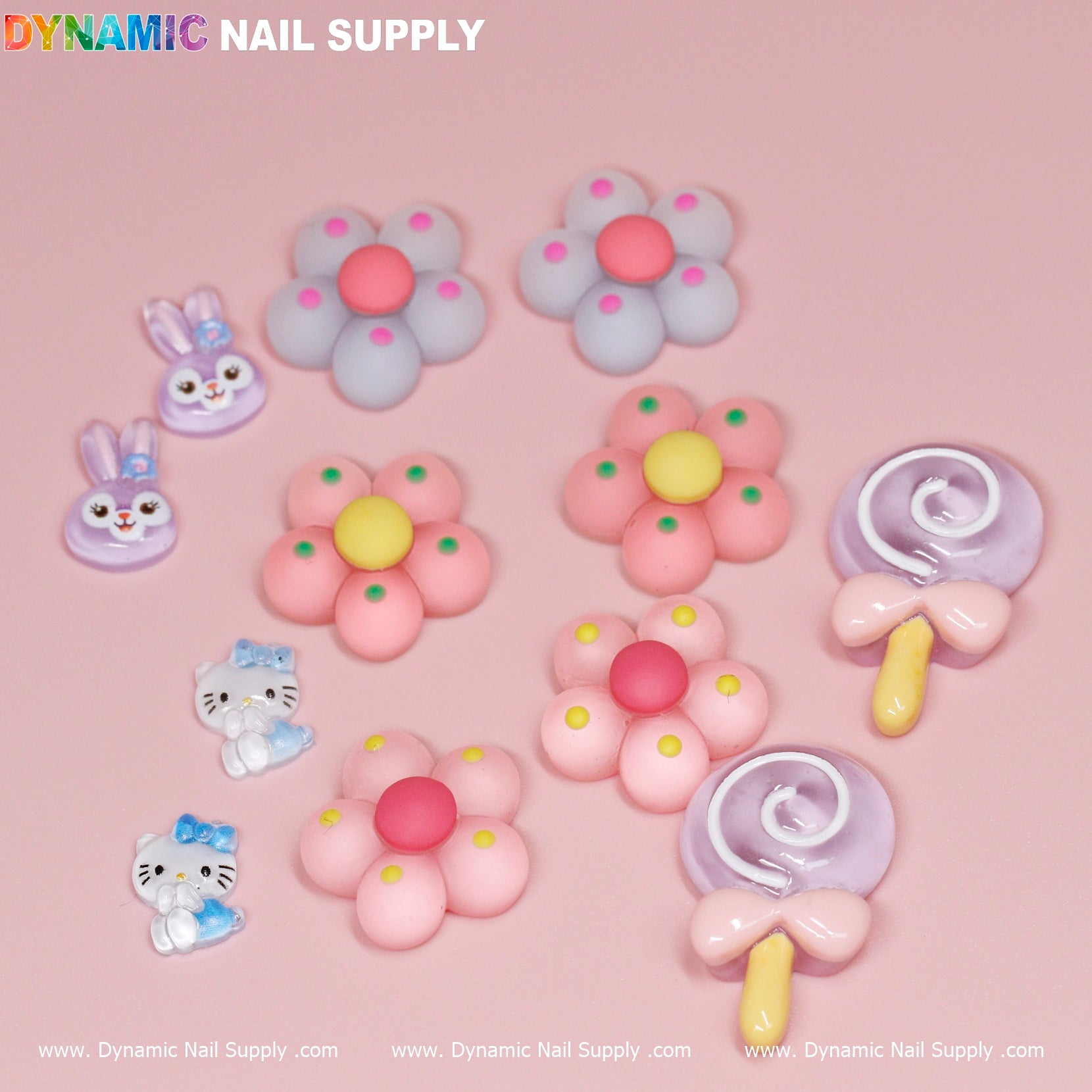 12 pcs Kawaii Candy Cartoon Mixed Shape Design Nail Charms