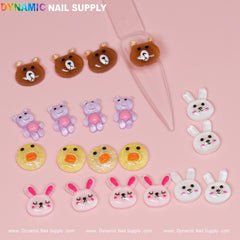 20 pcs Cute Cartoon Character (brown and cony) Design Nail Charms