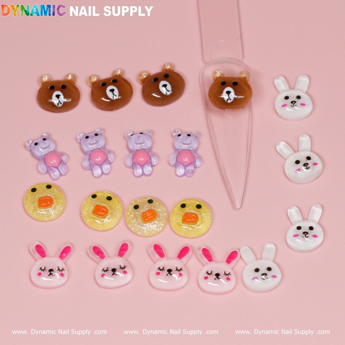 20 pcs Cute Cartoon Character (brown and cony) Design Nail Charms