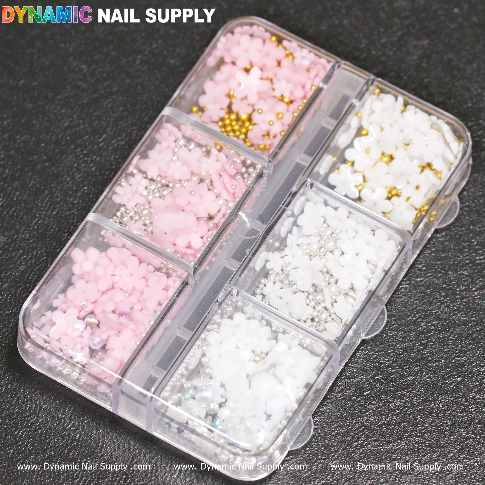 (White and pink) 3D resin Flowers for Nails Art design