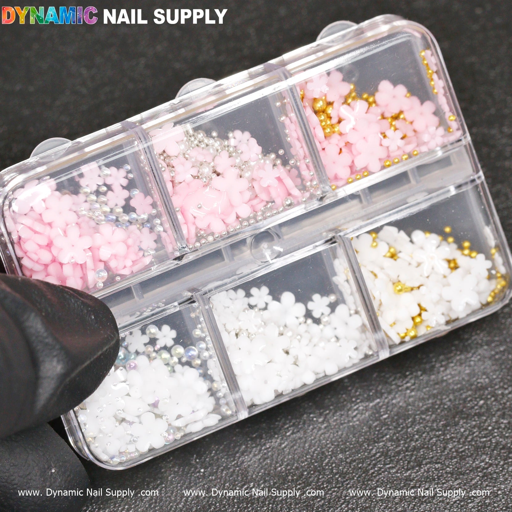 (White and pink) 3D resin Flowers for Nails Art design