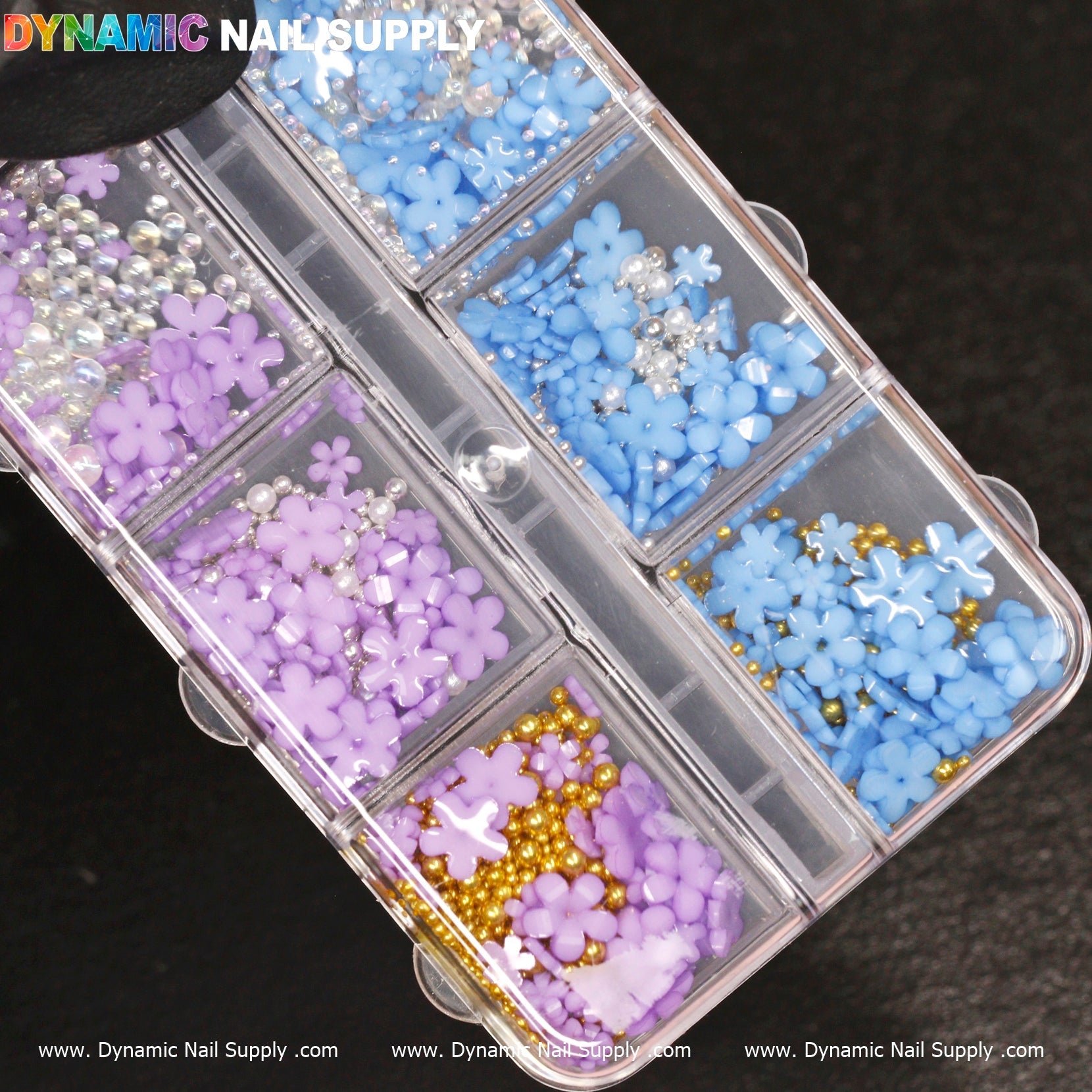 (Blue & Purple) 3D resin Flowers for Nails Art design