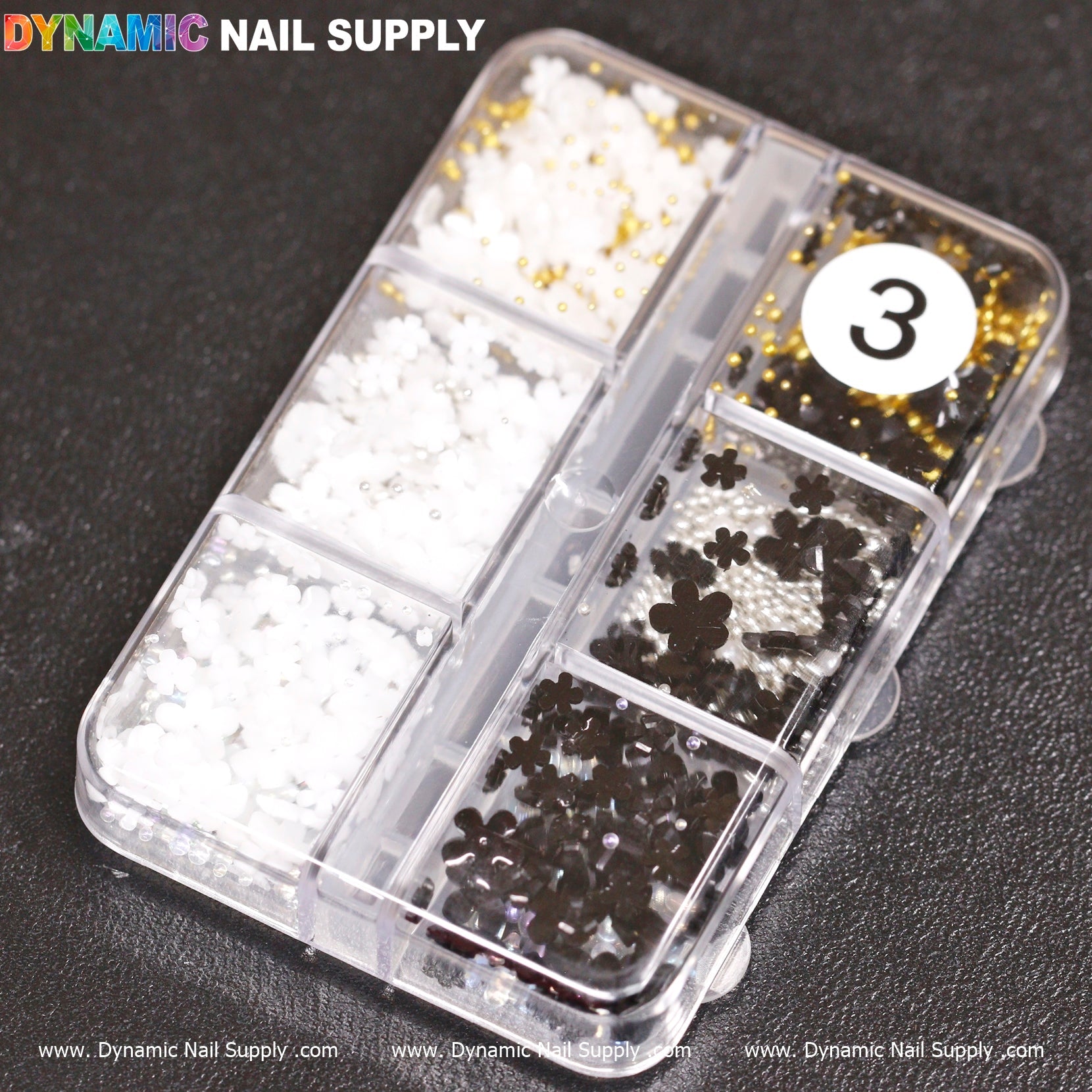(Black and White) 3D resin Flowers for Nails Art design