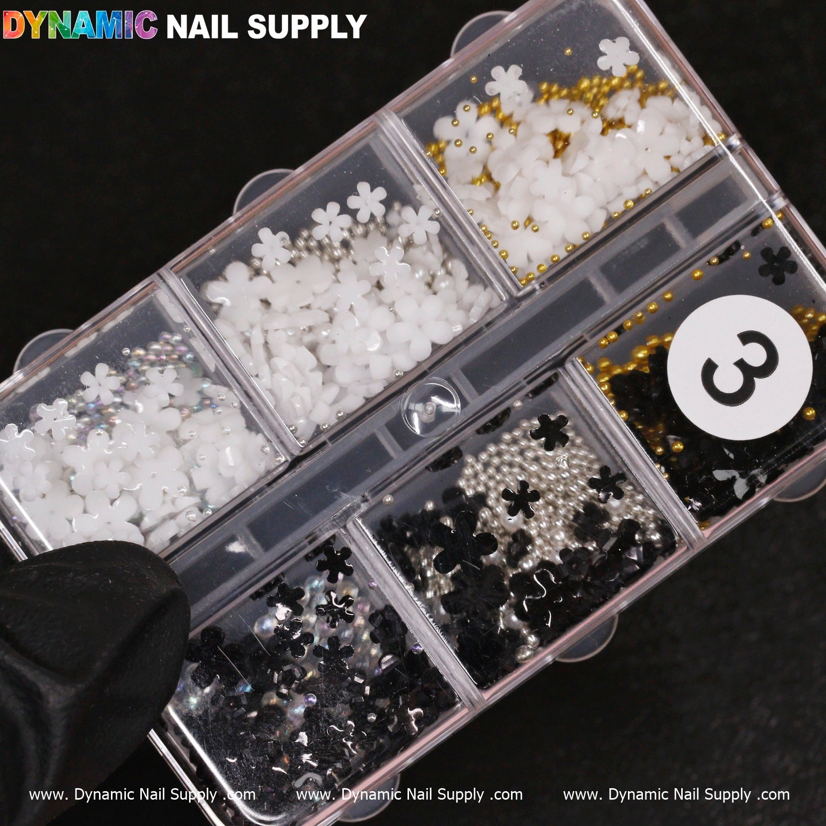 (Black and White) 3D resin Flowers for Nails Art design