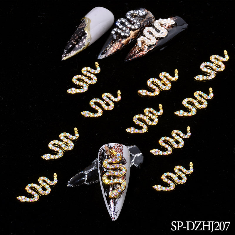 10 pcs of Snake Shape Charms for Nails Art Design (Smaller version)