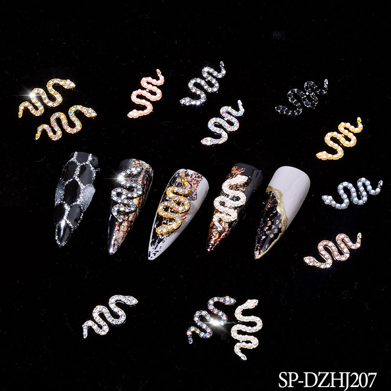 10 pcs of Snake Shape Charms for Nails Art Design (Smaller version)