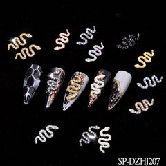 10 pcs of Snake Shape Charms for Nails Art Design (Smaller version)