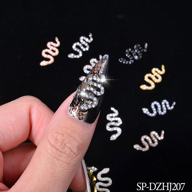 10 pcs of Snake Shape Charms for Nails Art Design (Smaller version)