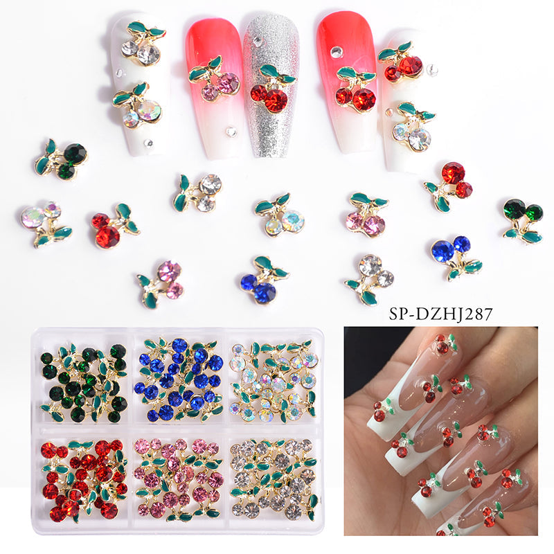 60 pcs (Mixed 6 colors) Cherry Nail Charms for Designer
