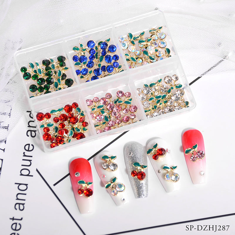 60 pcs (Mixed 6 colors) Cherry Nail Charms for Designer