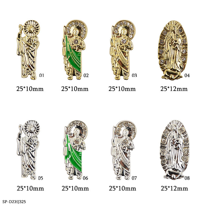 (10 pcs/ bag) Religious charms for vintage nails art design (San Judas / Virgin Mary)