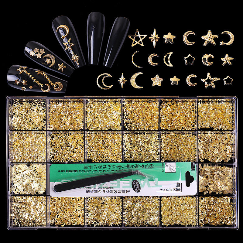 DH040 Gold Metal Sequins & Rivets with Moon and Star shapes 20 styles
