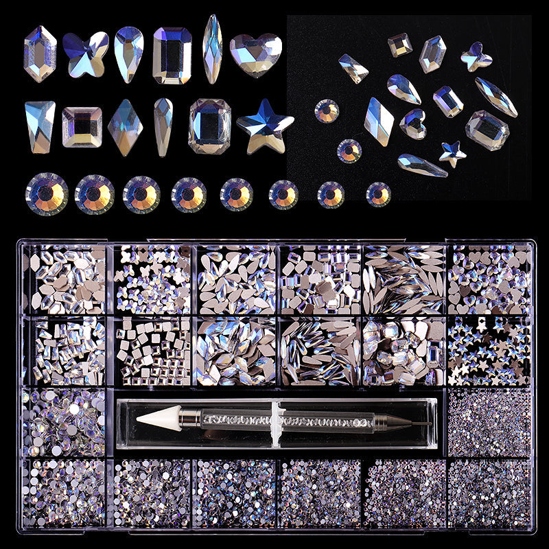 DH042 Iridescent silver Rhinestone set on sales now