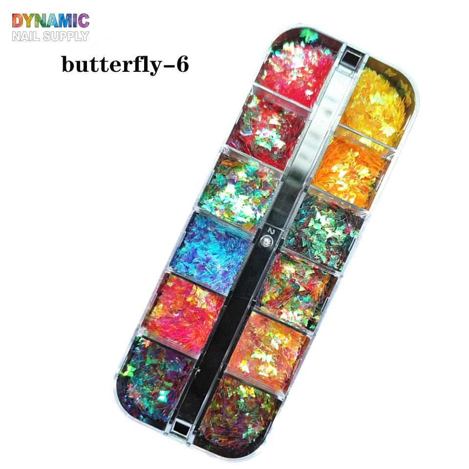 Butterfly Glitter - Set of 12 colors glitter for nails art design